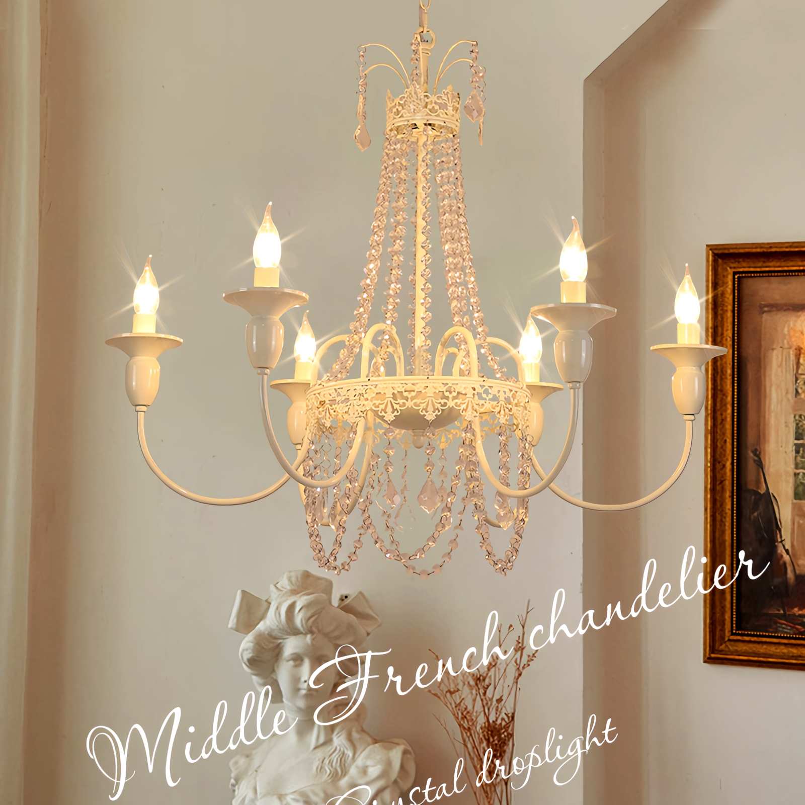 flairel French Candle Crystal Chandelier