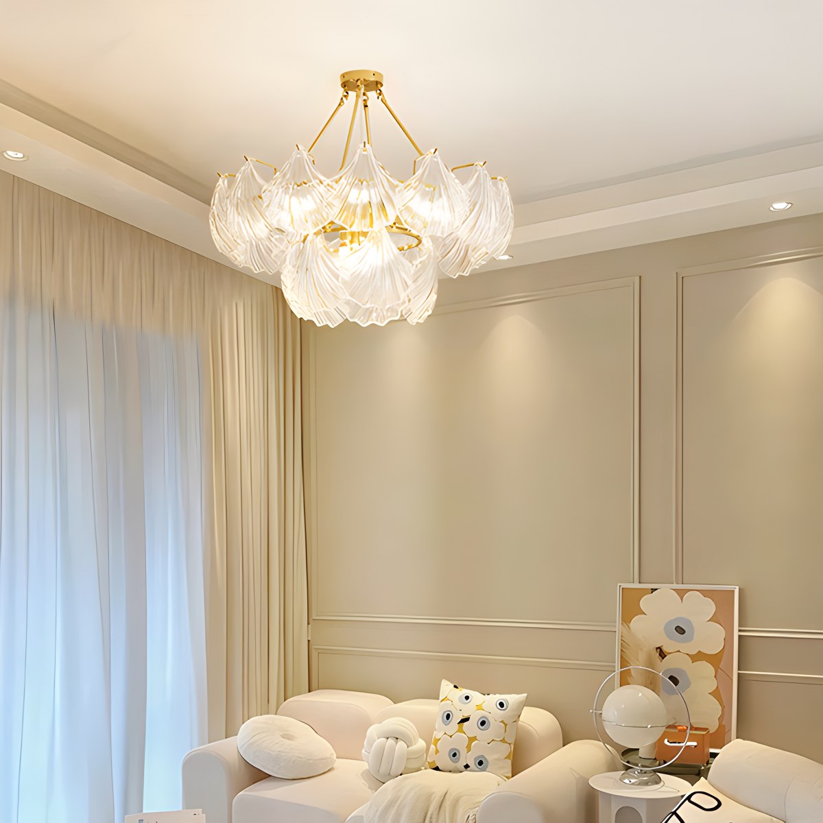 flairel Vintage Rowan Glass Shell Chandelier
