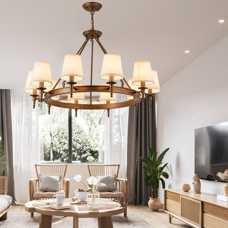 flairel Vintage Ring Metal Fabric Chandelier