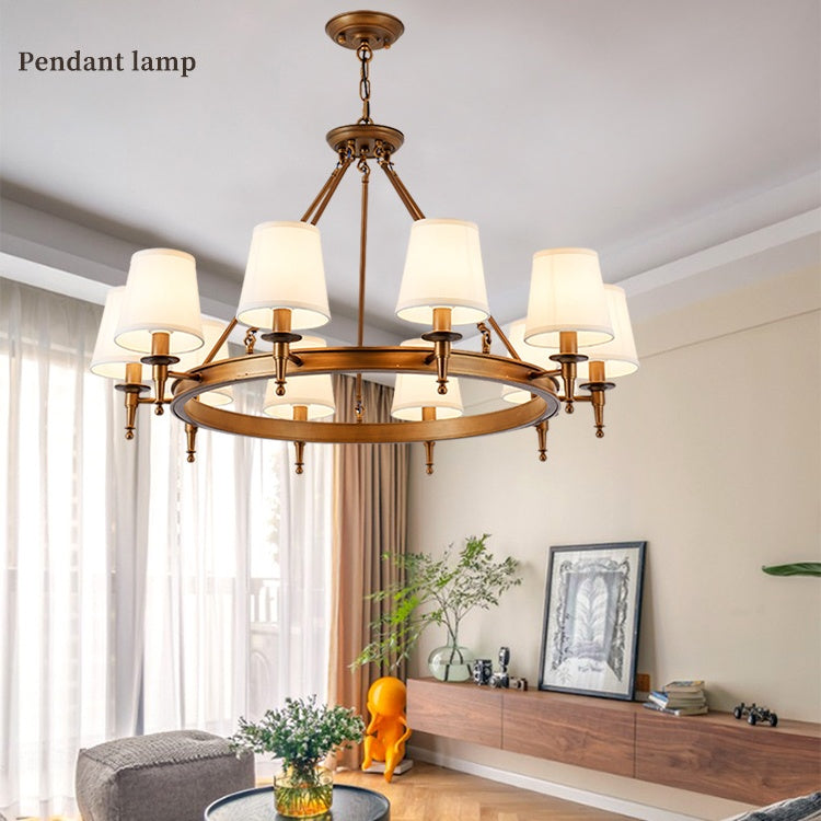 flairel Vintage Ring Metal Fabric Chandelier