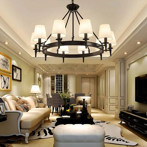 flairel Vintage Ring Metal Fabric Chandelier