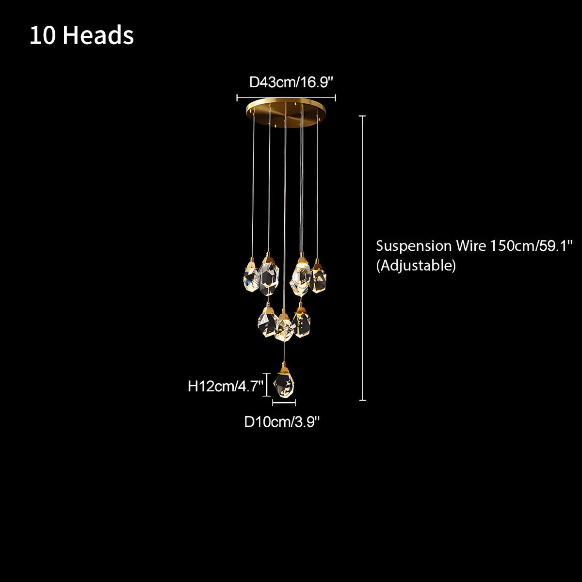 flairel Rock Crystal Rain Chandelier for Living Room