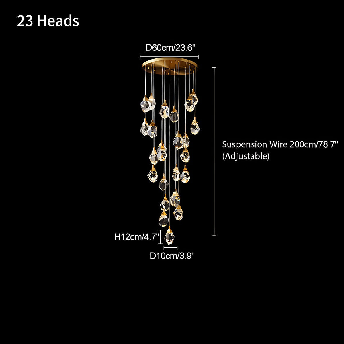 flairel Rock Crystal Rain Chandelier for Living Room