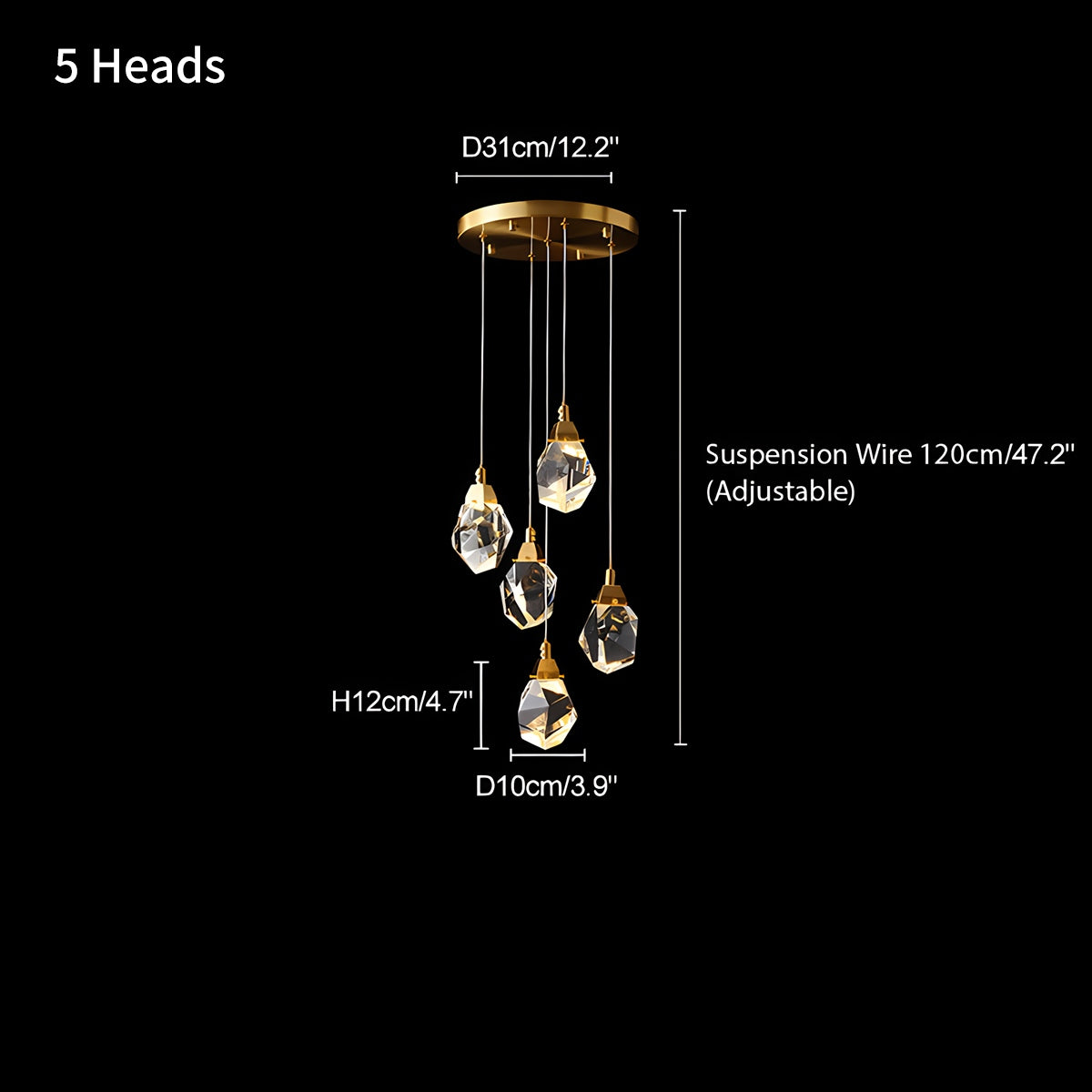 flairel Rock Crystal Rain Chandelier for Living Room