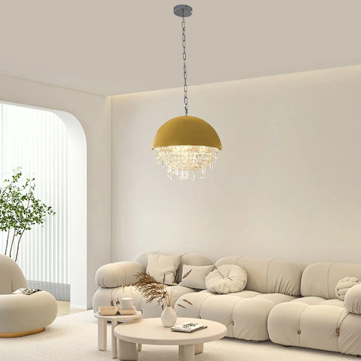 flairel Spherical Crystal Chandelier Globe Pendant Light