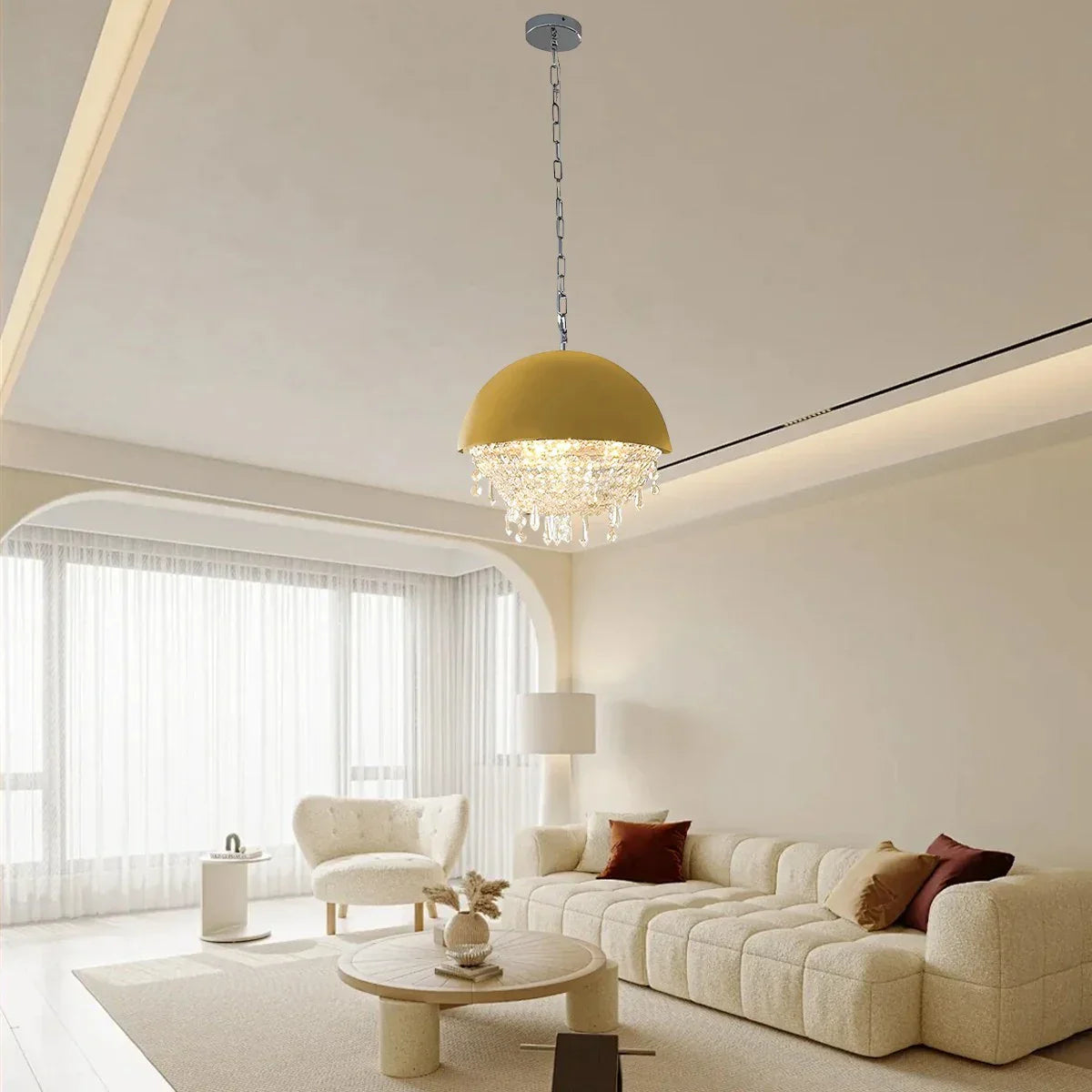 flairel Spherical Crystal Chandelier Globe Pendant Light