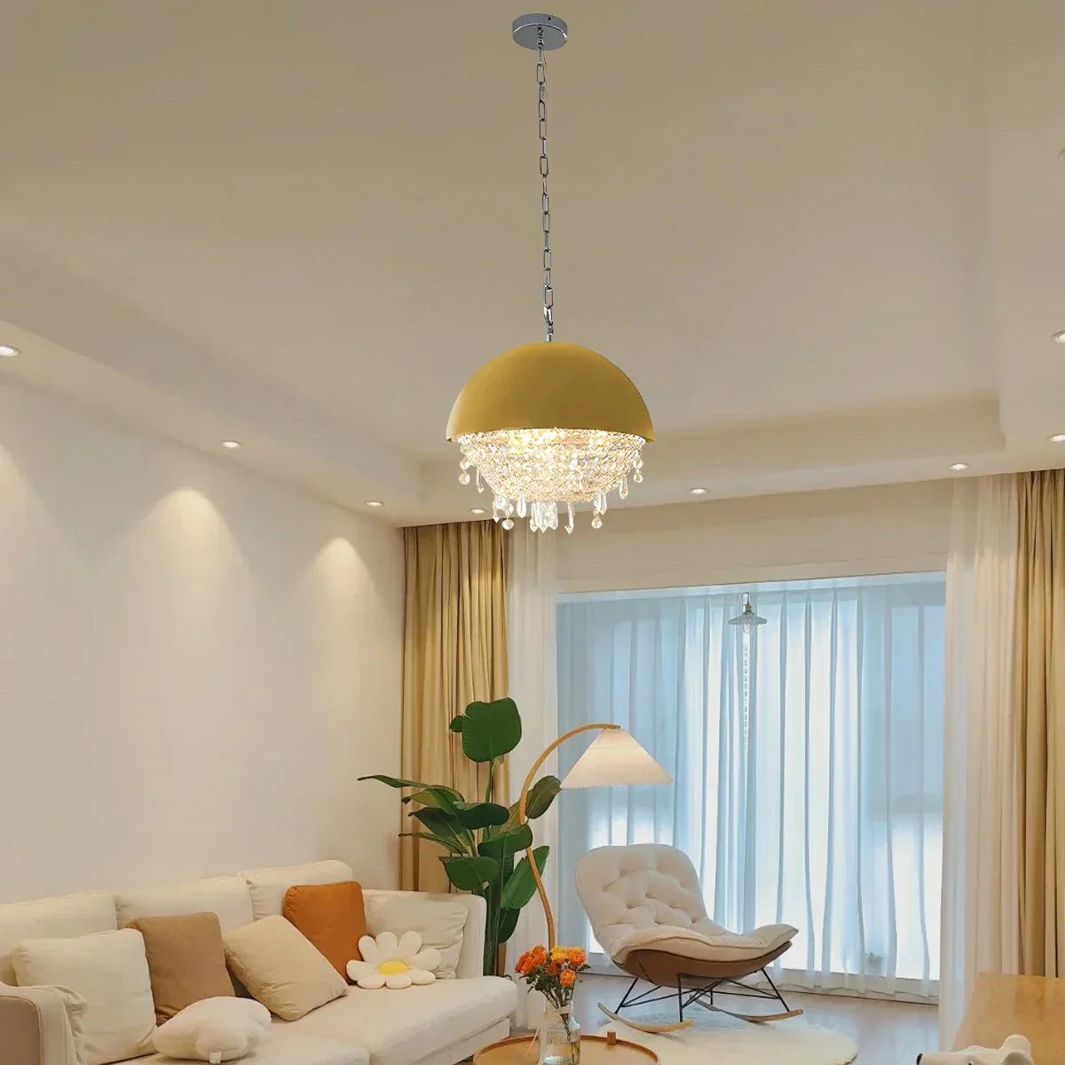 flairel Spherical Crystal Chandelier Globe Pendant Light