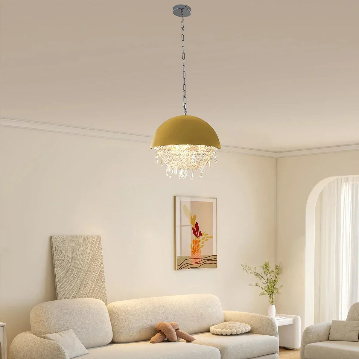 flairel Spherical Crystal Chandelier Globe Pendant Light