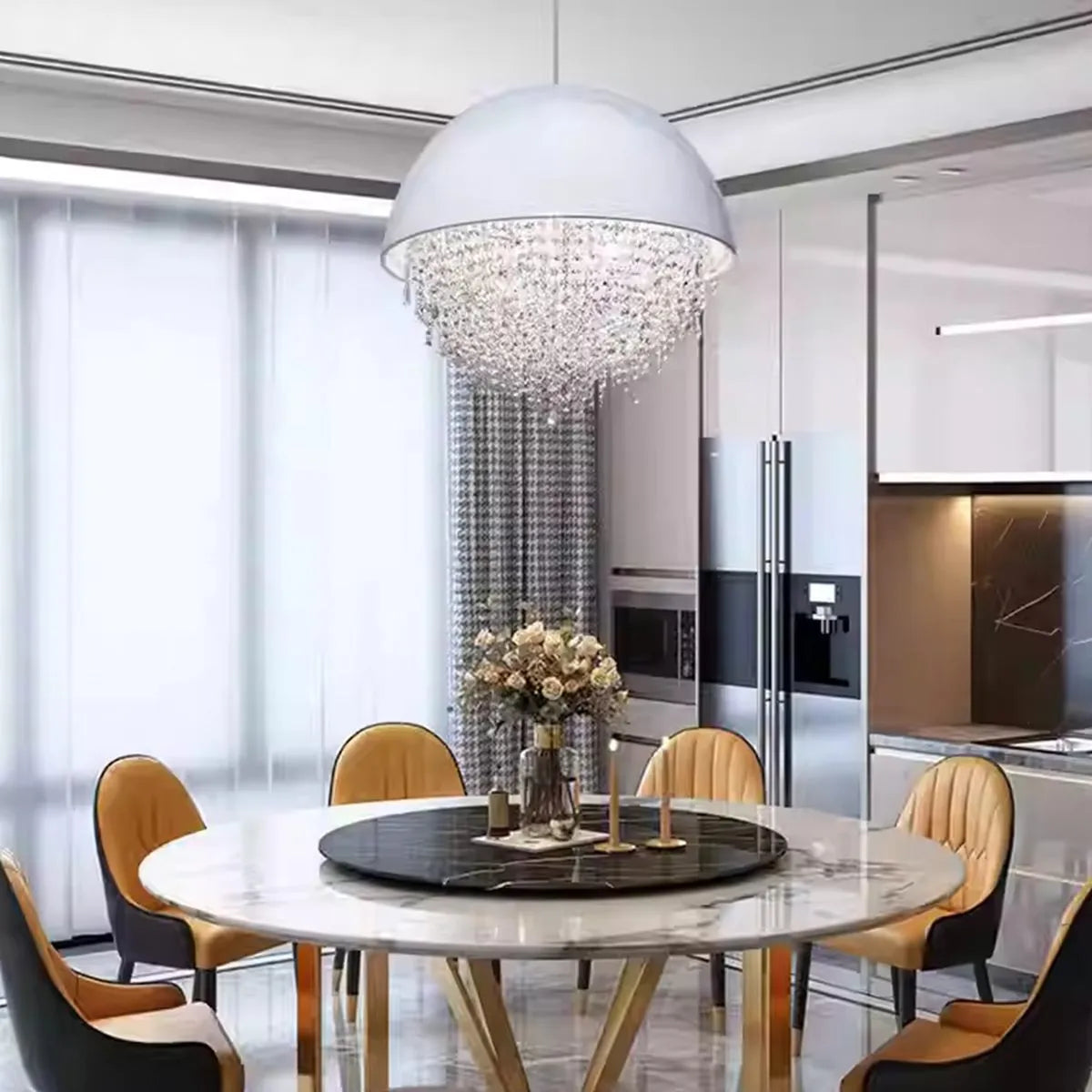 flairel Spherical Crystal Chandelier Globe Pendant Light