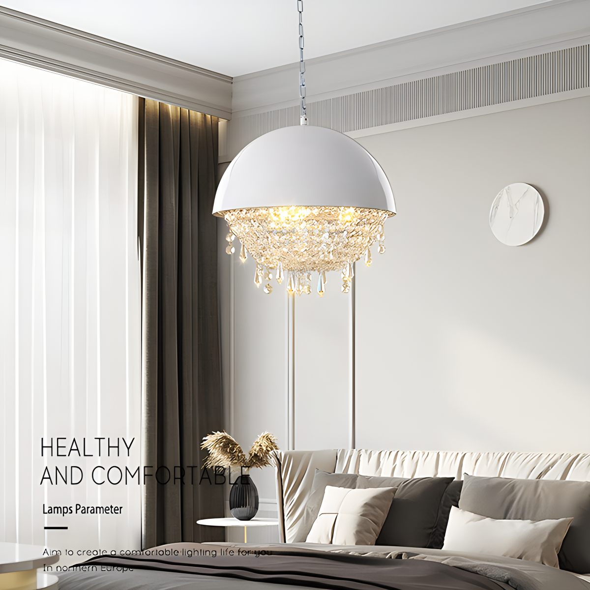 flairel Spherical Crystal Chandelier Globe Pendant Light