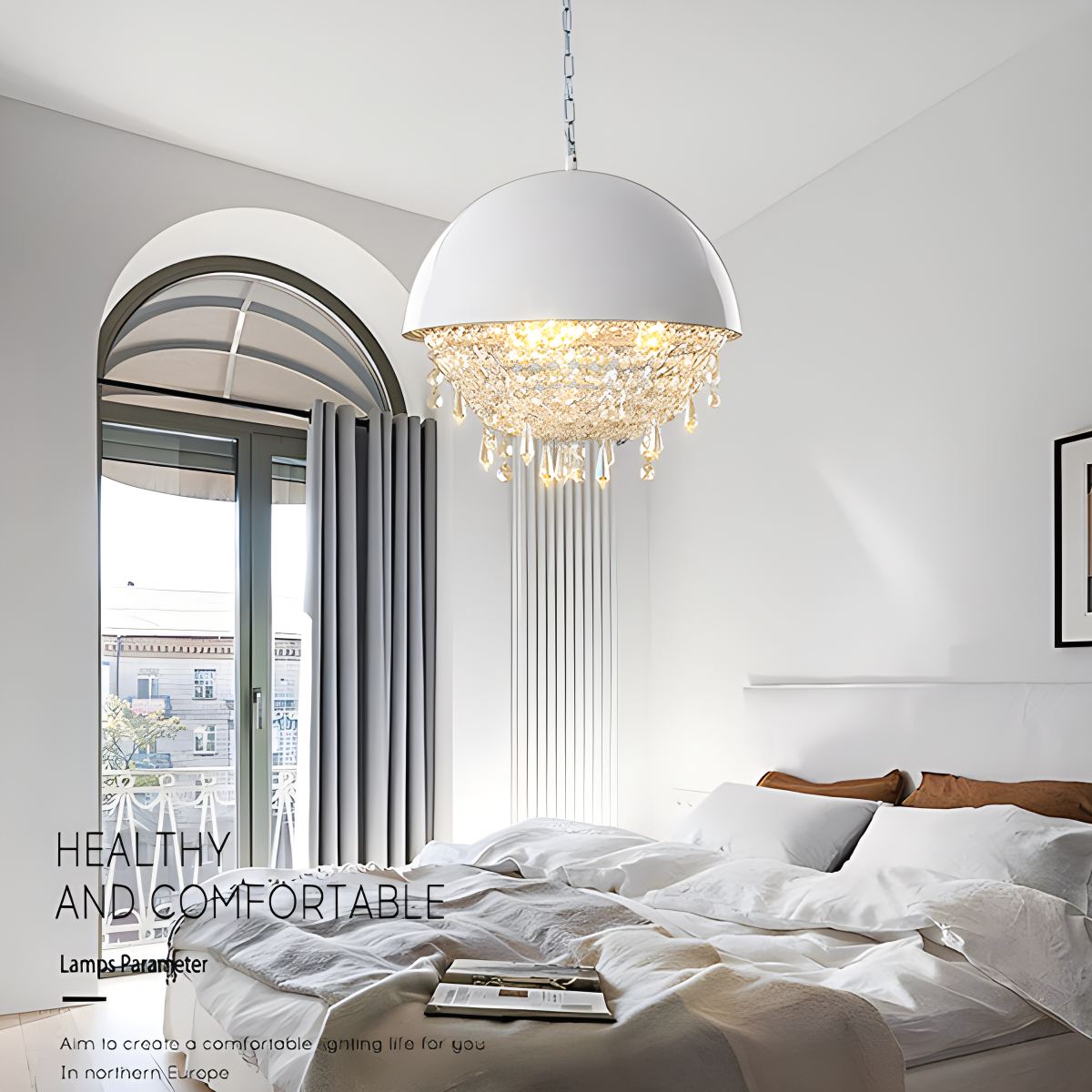 flairel Spherical Crystal Chandelier Globe Pendant Light