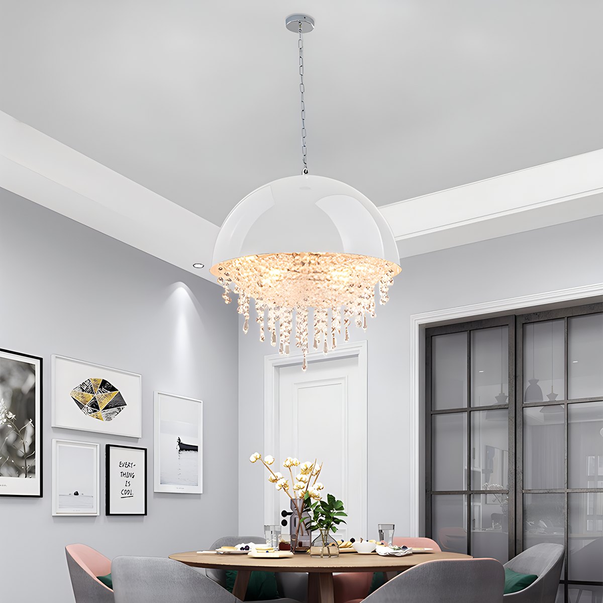 flairel Spherical Crystal Chandelier Globe Pendant Light
