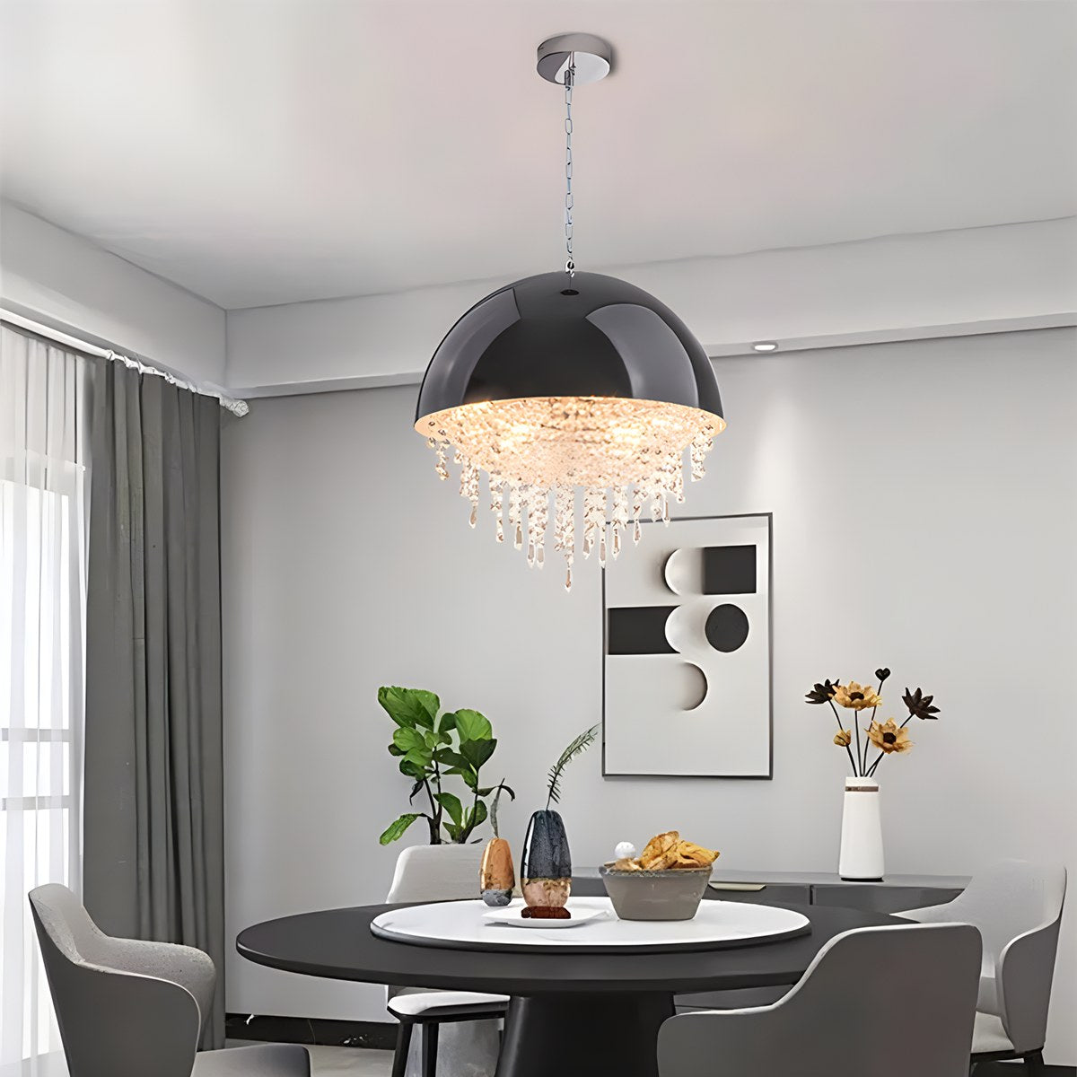 flairel Spherical Crystal Chandelier Globe Pendant Light