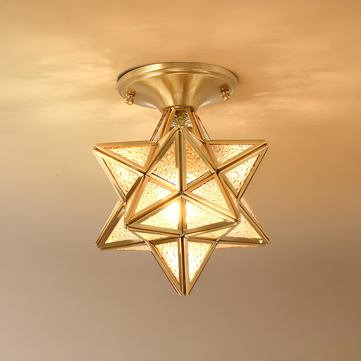 flairel European Style Copper Glass Ceiling Lamp-A