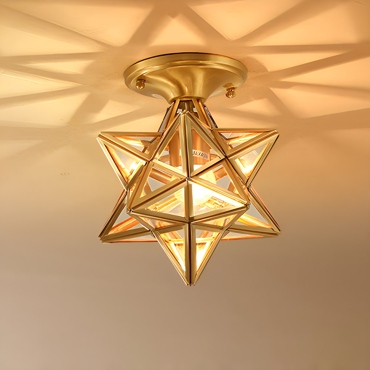 flairel European Style Copper Glass Ceiling Lamp-A
