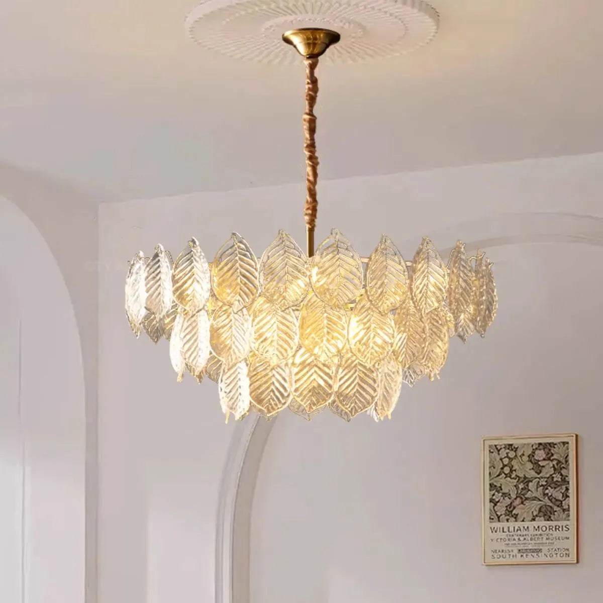 flairel Tiered Glass Leaf Chandelier