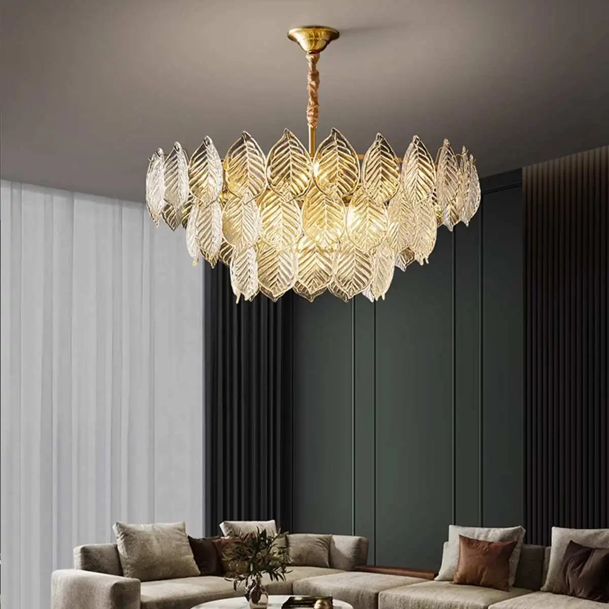 flairel Tiered Glass Leaf Chandelier