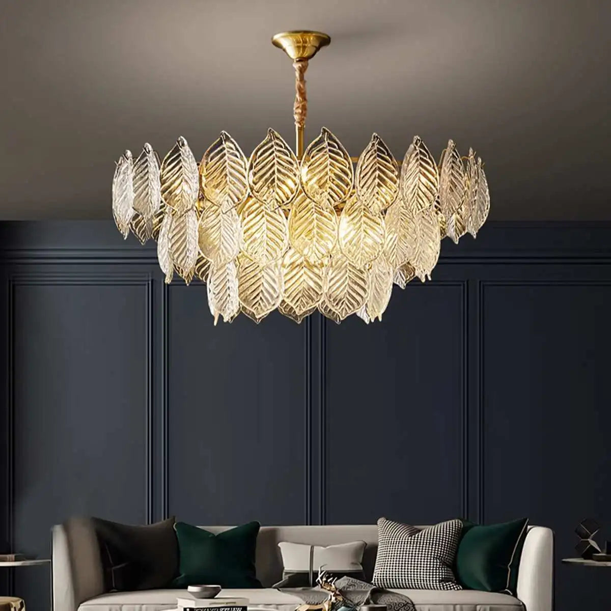 flairel Tiered Glass Leaf Chandelier