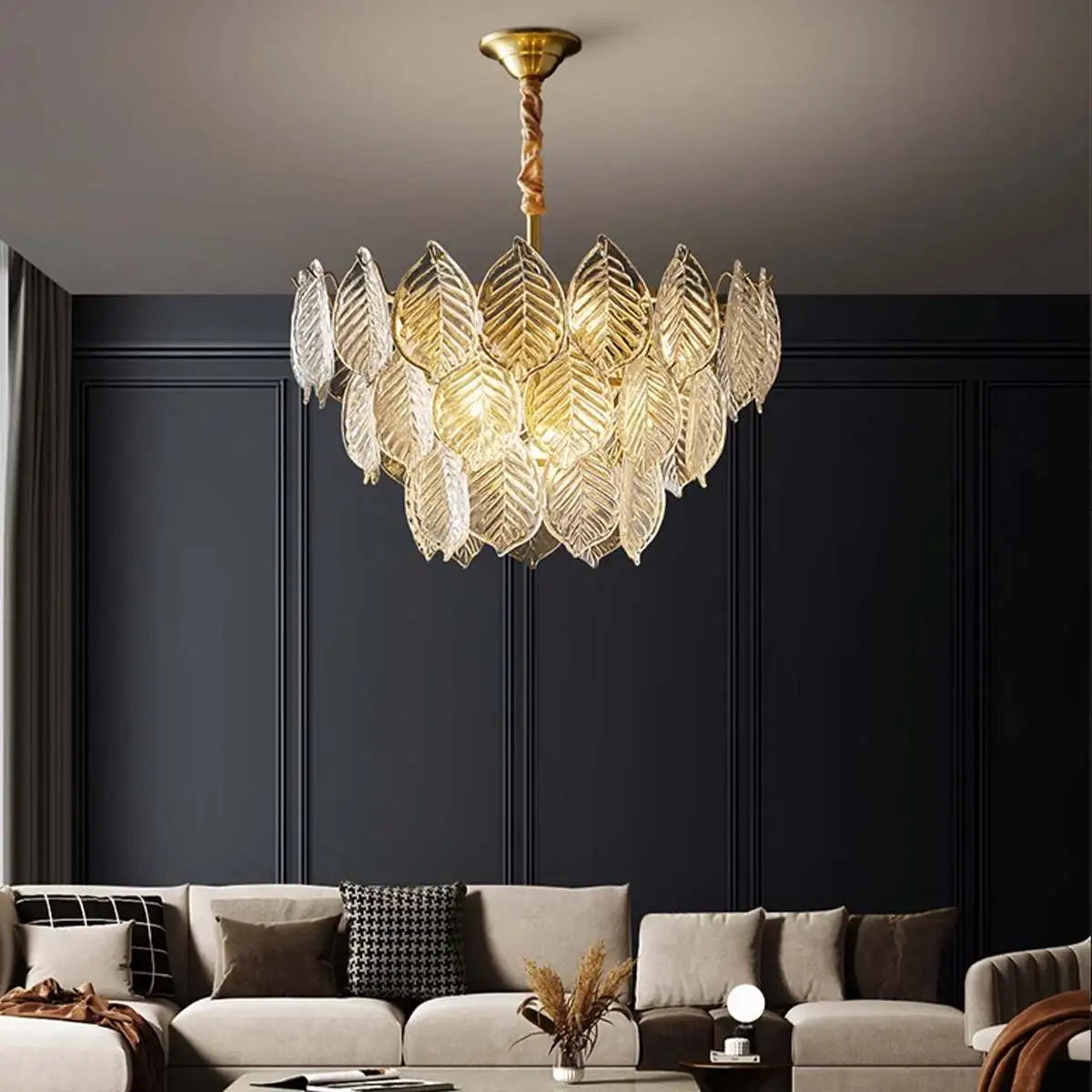 flairel Tiered Glass Leaf Chandelier