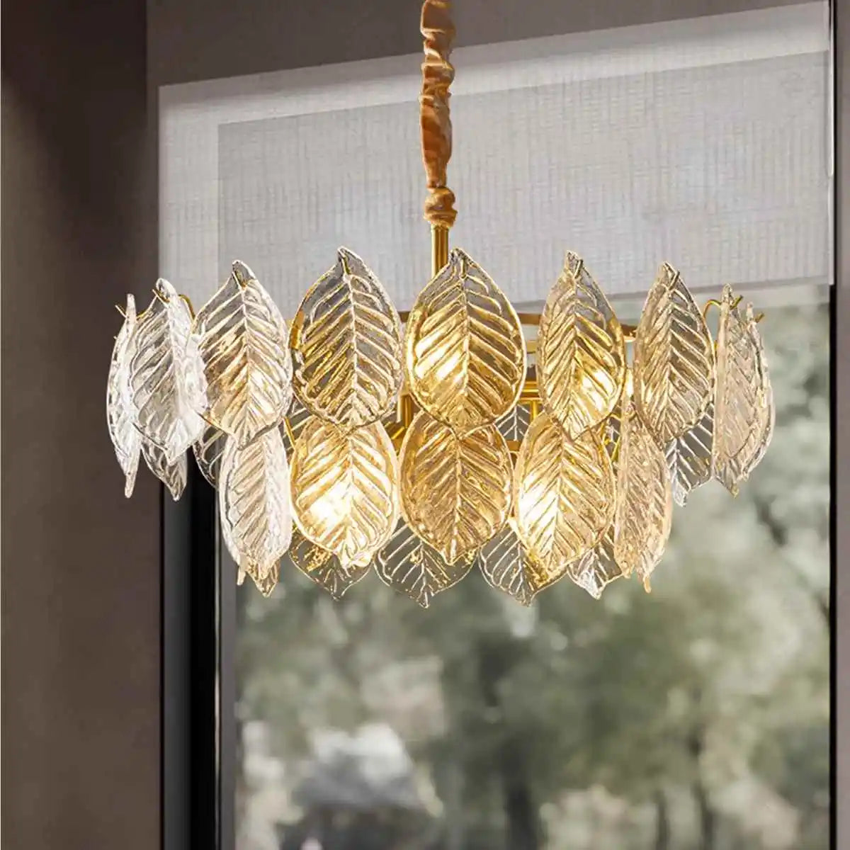 flairel Tiered Glass Leaf Chandelier