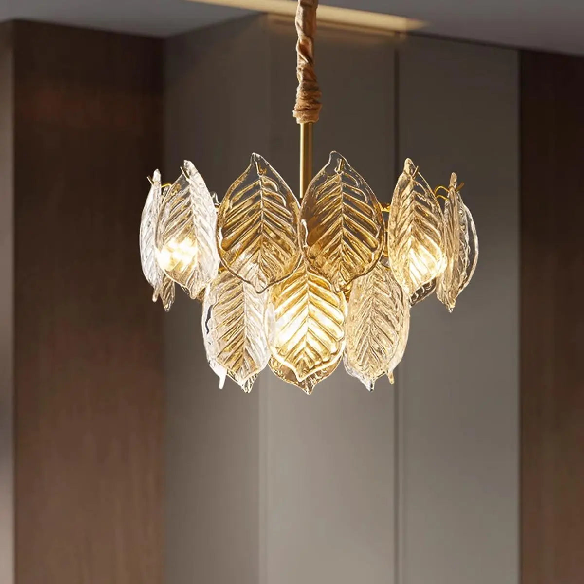 flairel Tiered Glass Leaf Chandelier