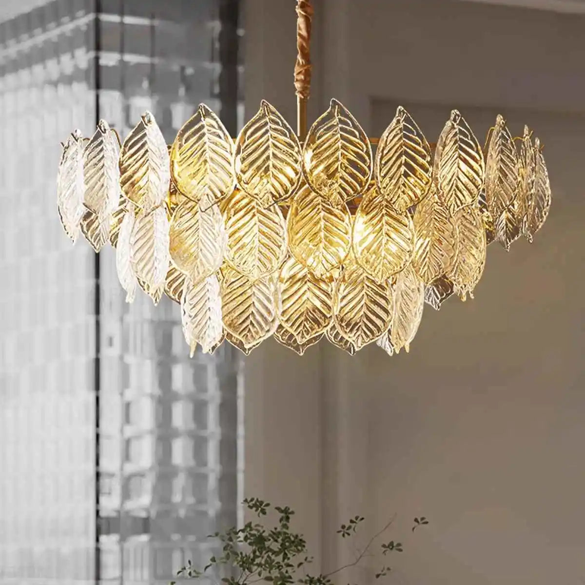 flairel Tiered Glass Leaf Chandelier