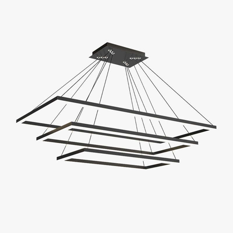 flairel Modern Black Tiered Rectangular Chandelier