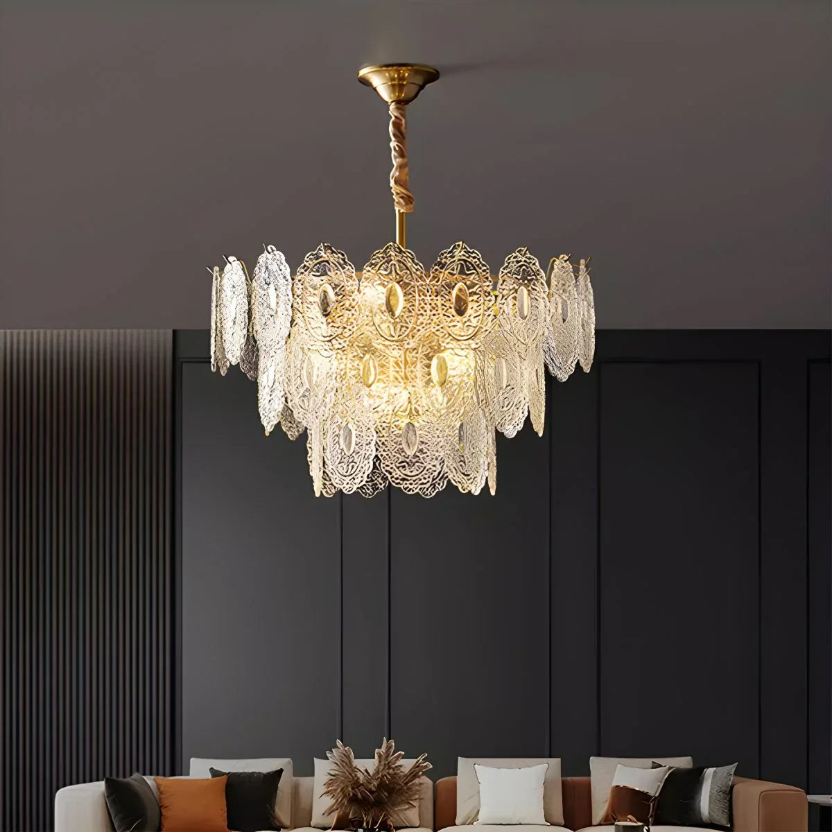 flairel Tiered Textured Glass Chandelier