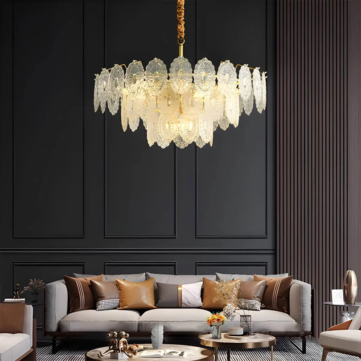 flairel Tiered Textured Glass Chandelier