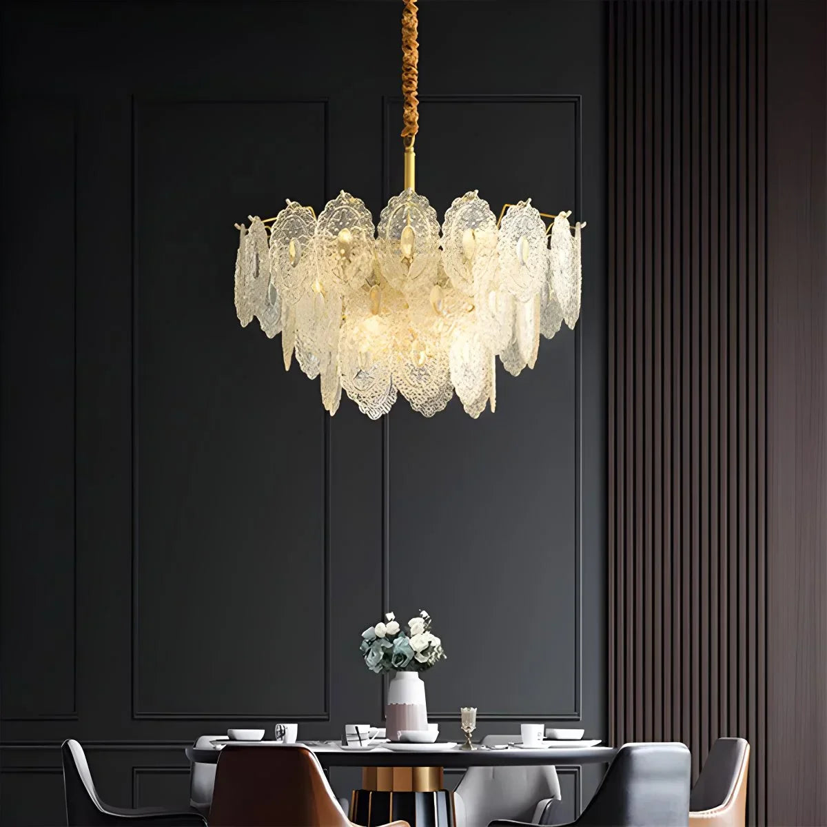 flairel Tiered Textured Glass Chandelier