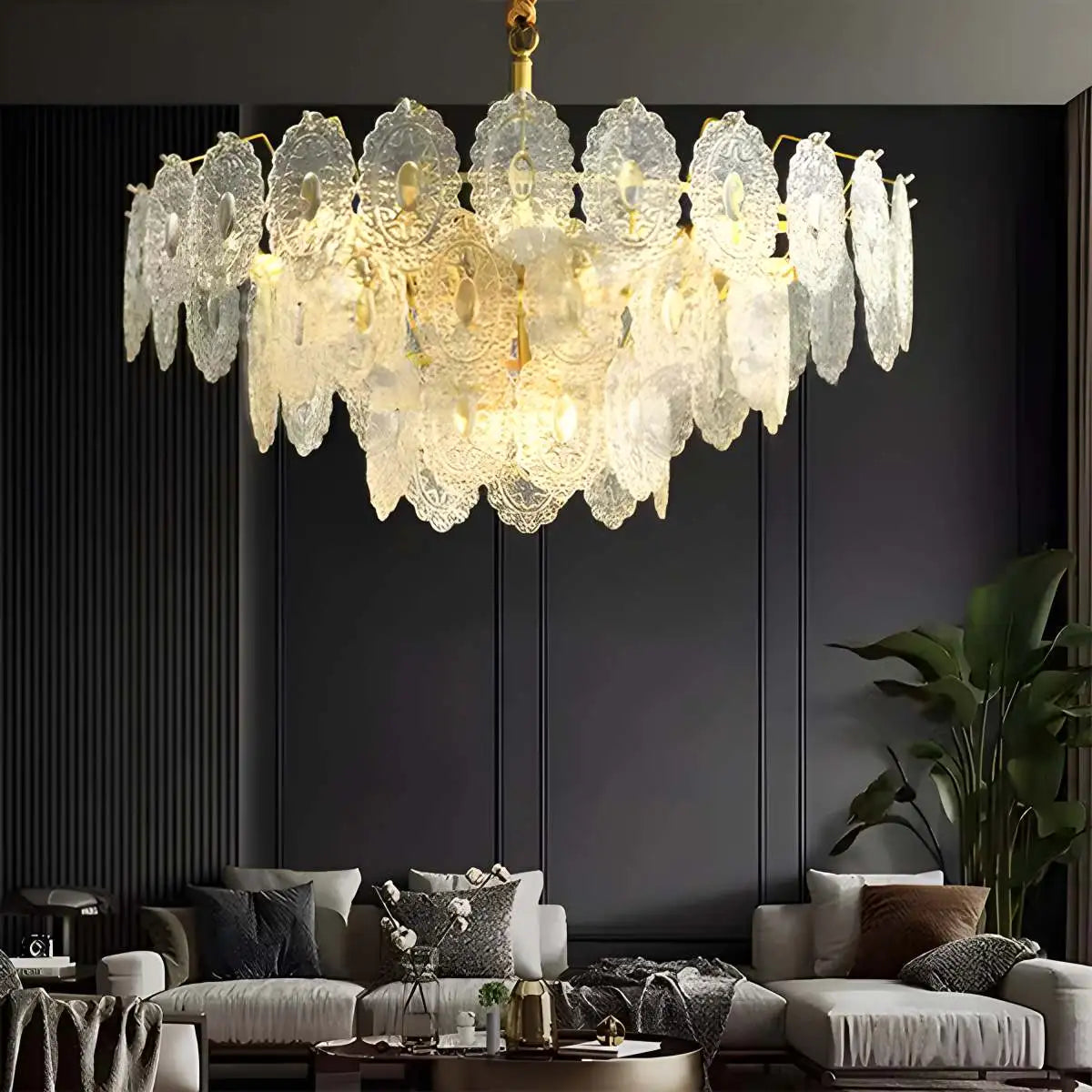 flairel Tiered Textured Glass Chandelier