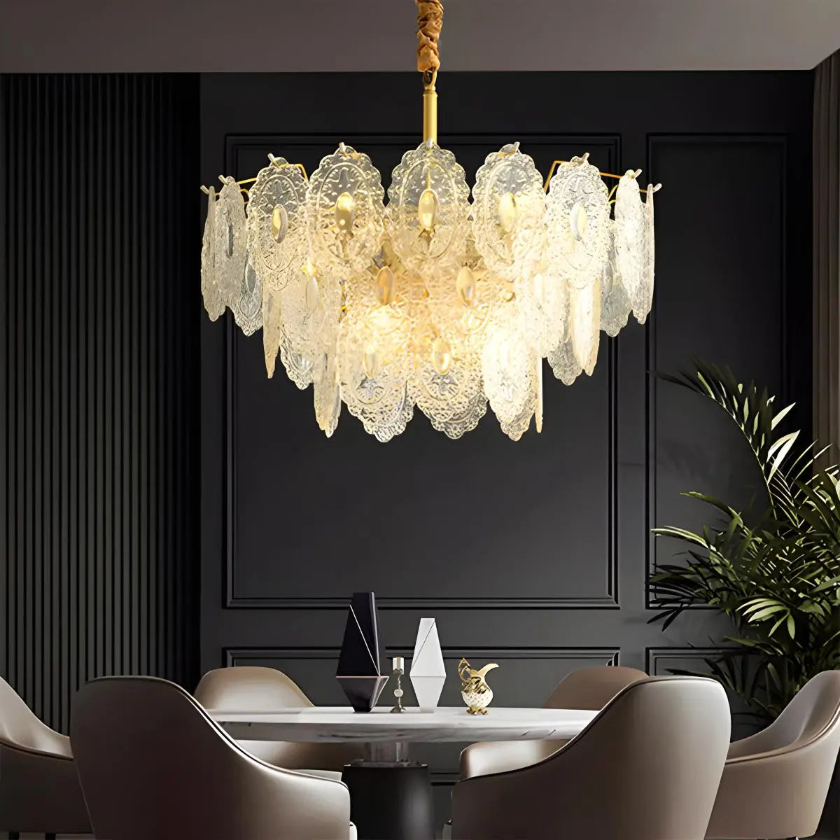 flairel Tiered Textured Glass Chandelier