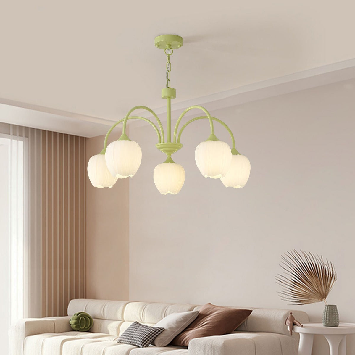flairel French Romance Tulip Matcha Chandelier