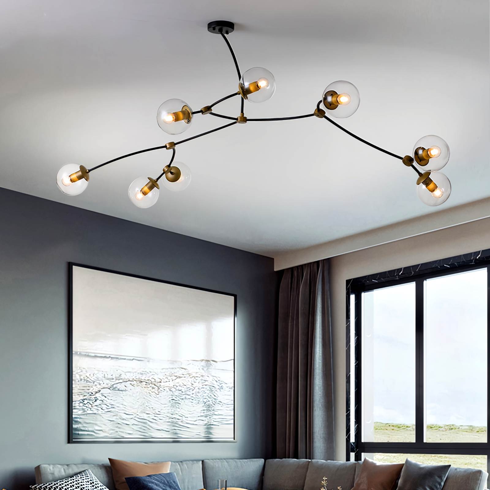 flairel Minimalist Sputnik Globe Glass Chandelier