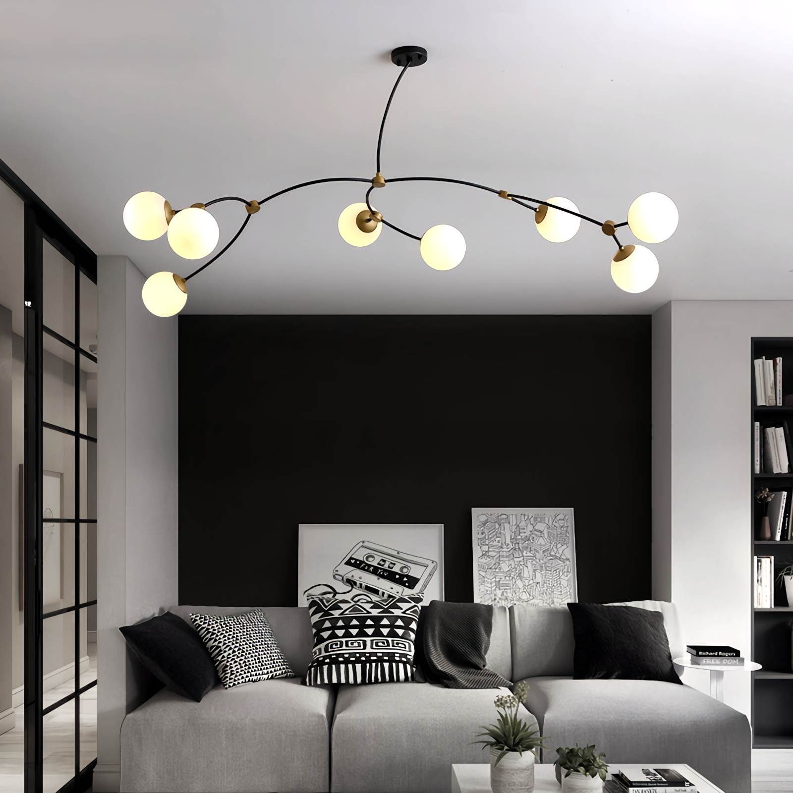 flairel Minimalist Sputnik Globe Glass Chandelier