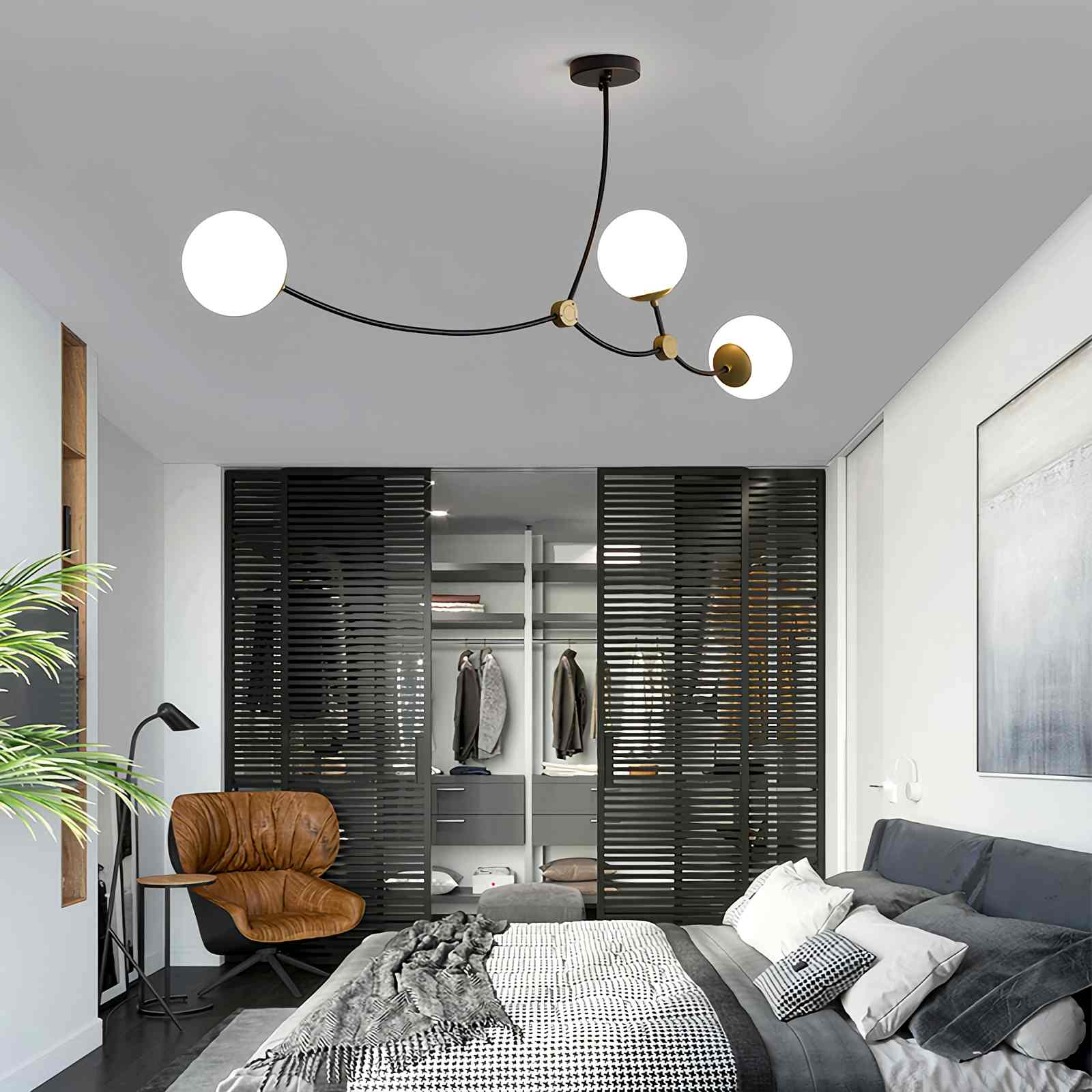 flairel Minimalist Sputnik Globe Glass Chandelier