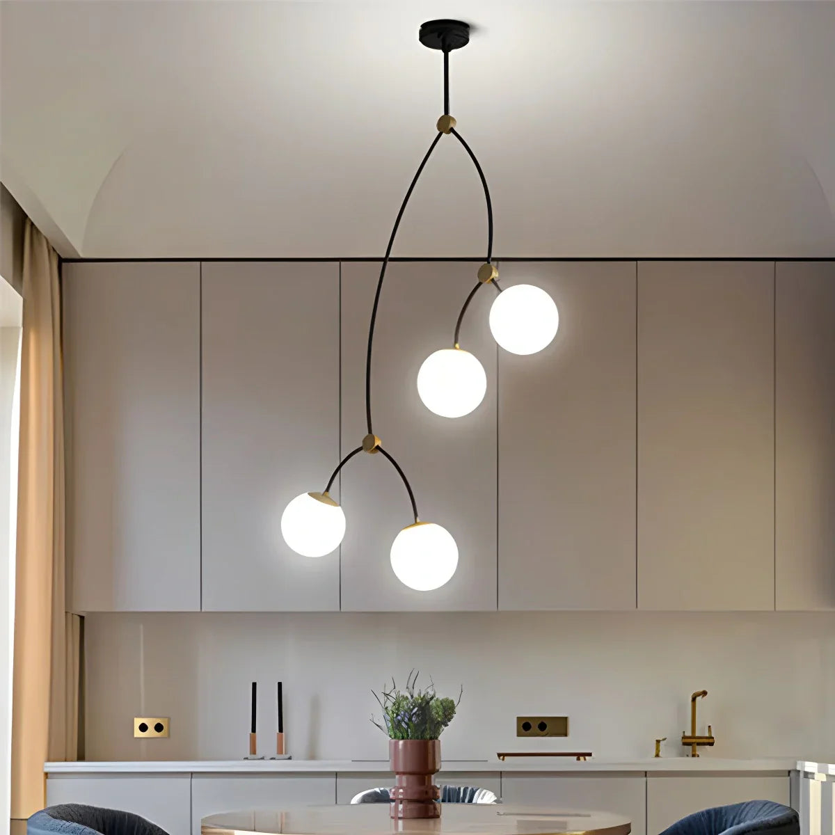 flairel Minimalist Sputnik Globe Glass Chandelier