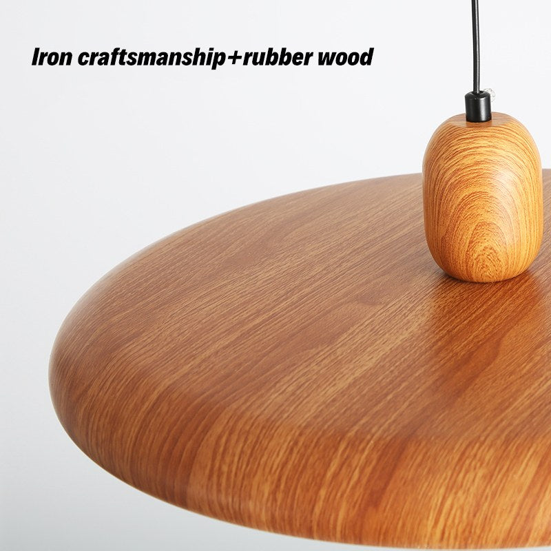 flairel Retro Walnut Color Round UFO Pendant Light