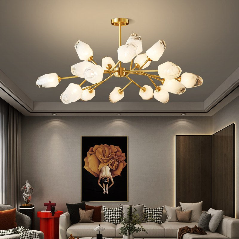 flairel Crystal Bud Copper Chandelier for Living Room