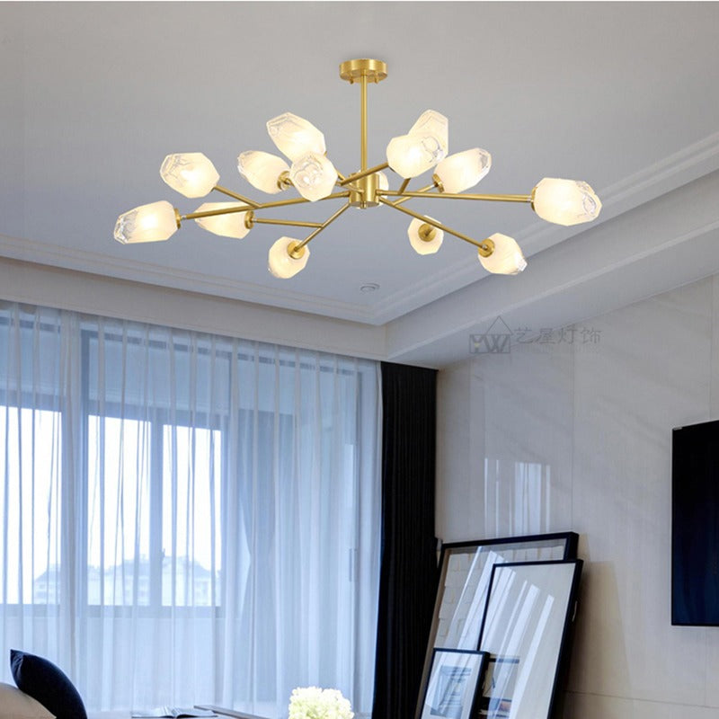 flairel Crystal Bud Copper Chandelier for Living Room