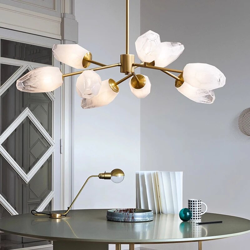 flairel Crystal Bud Copper Chandelier for Living Room