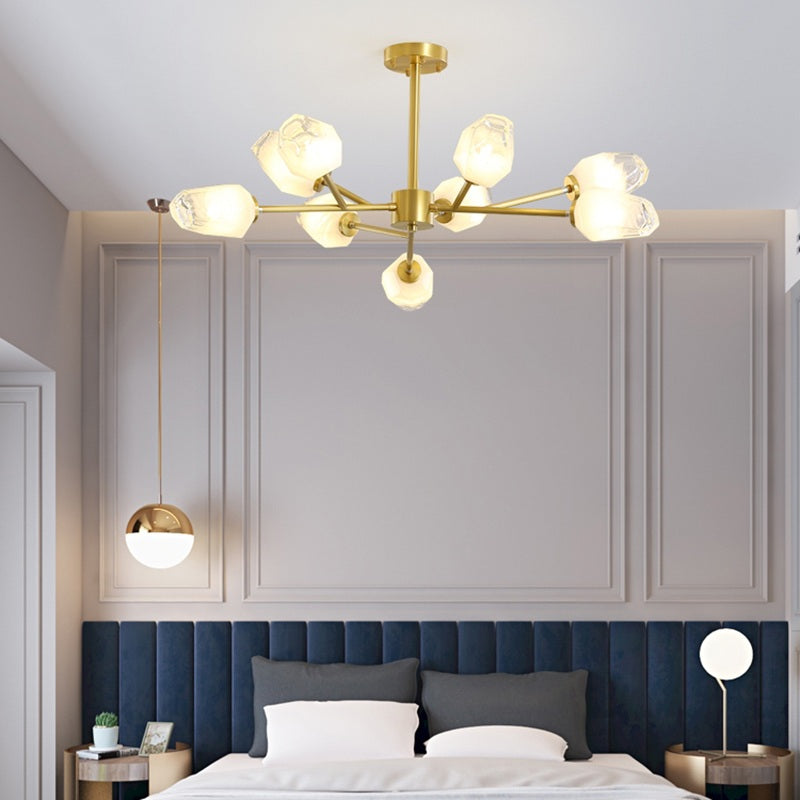 flairel Crystal Bud Copper Chandelier for Living Room