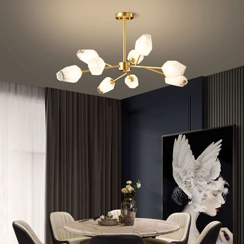 flairel Crystal Bud Copper Chandelier for Living Room