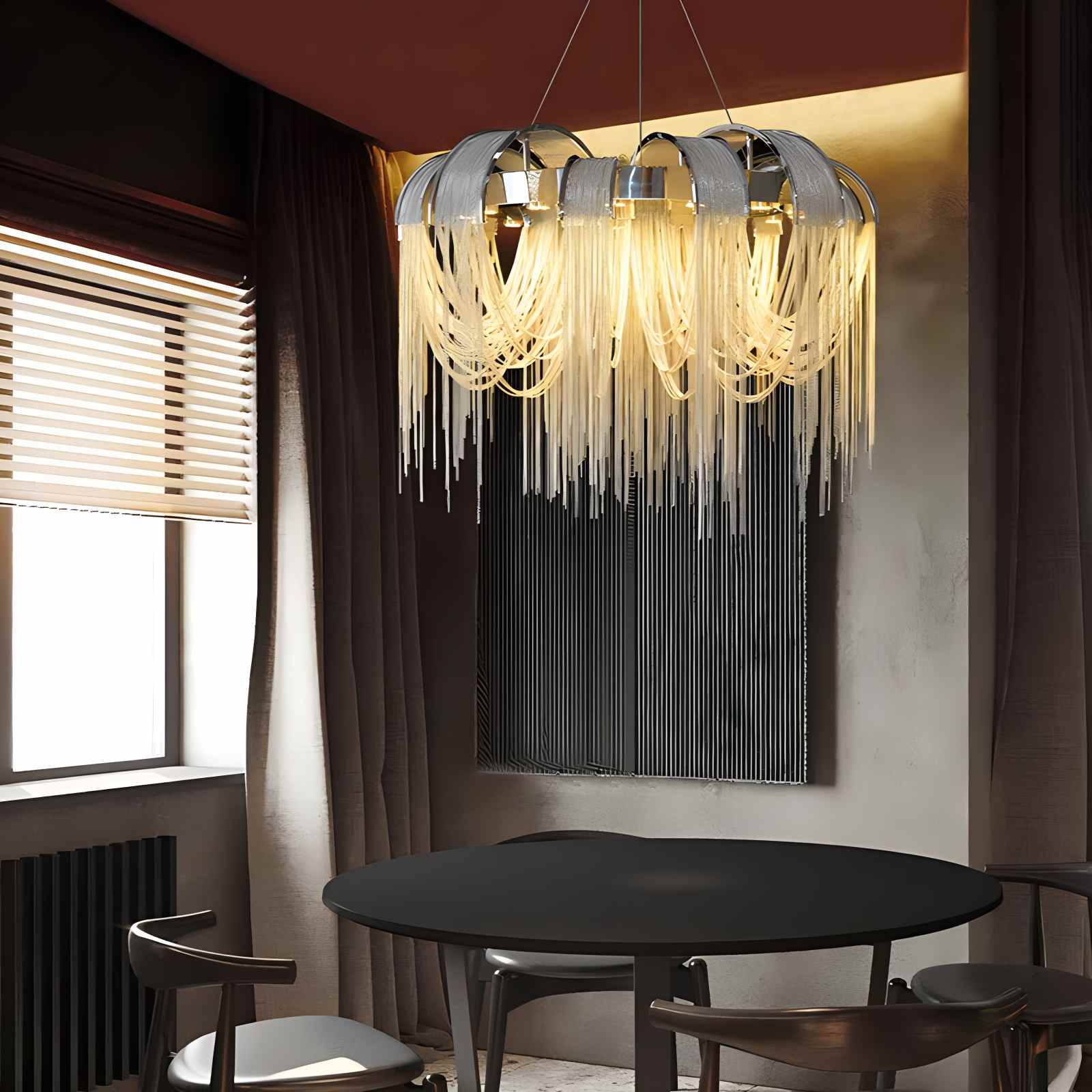 flairel Aluminum Tassel Chandelier for Living Room