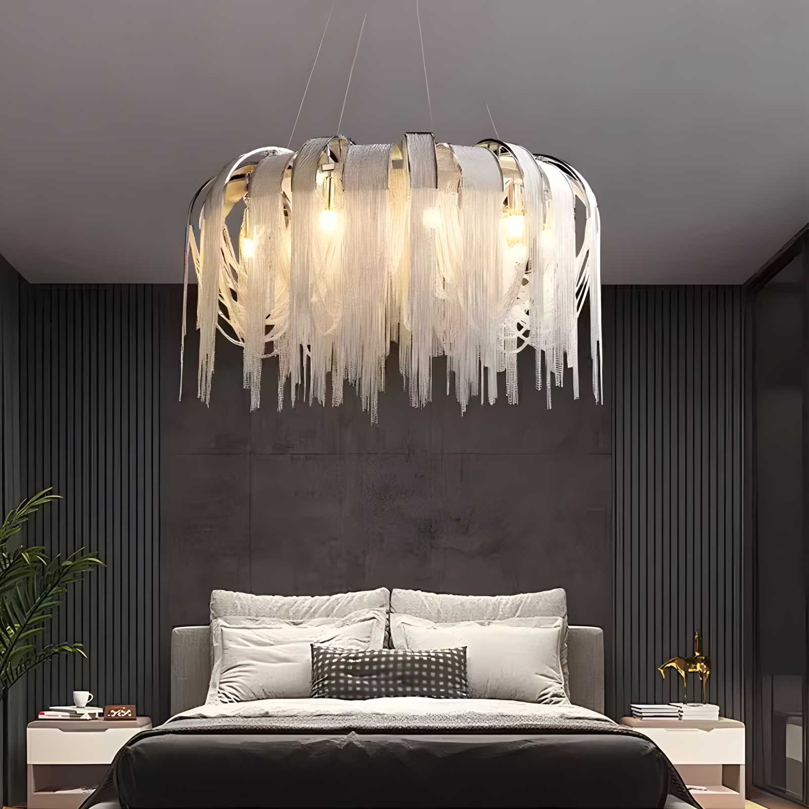 flairel Aluminum Tassel Chandelier for Living Room