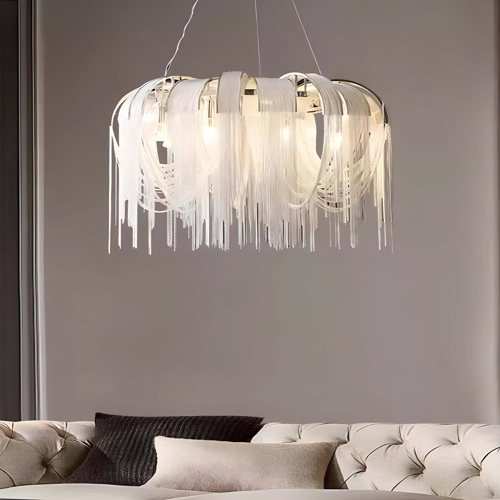 flairel Aluminum Tassel Chandelier for Living Room