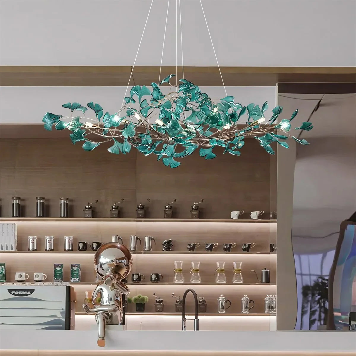 flairel Acrylic Ginkgo Leaf Chandelier for Dining Area