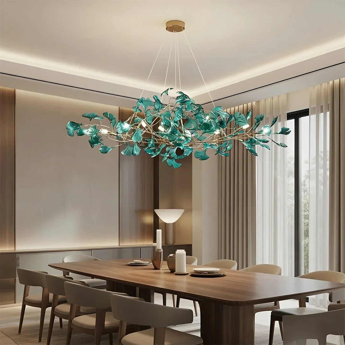 flairel Acrylic Ginkgo Leaf Chandelier for Dining Area