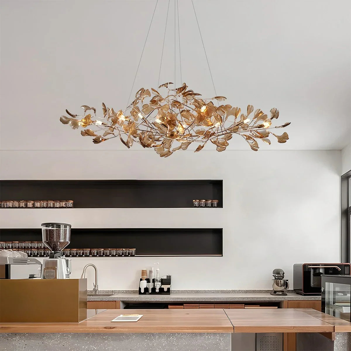 flairel Acrylic Ginkgo Leaf Chandelier for Dining Area