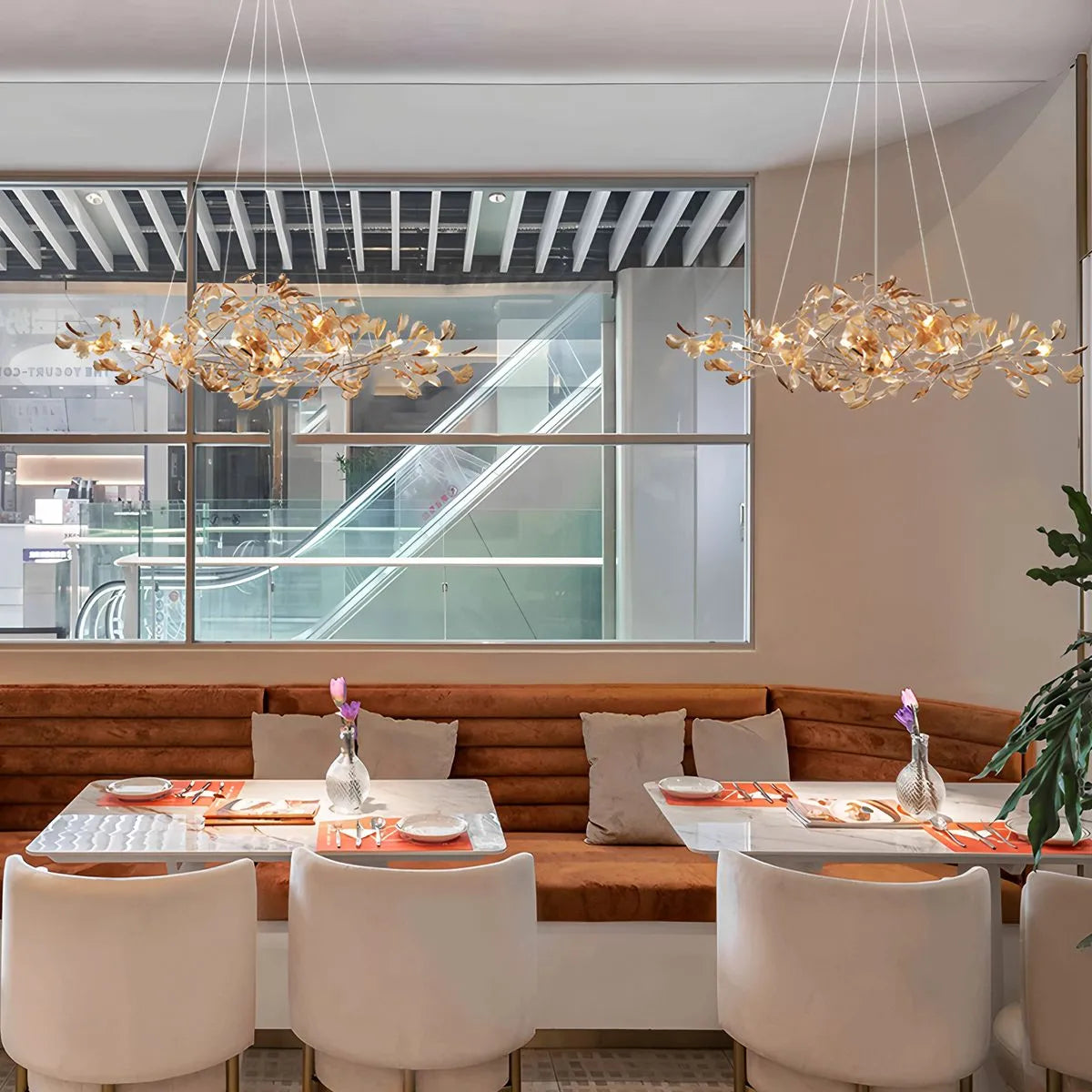 flairel Acrylic Ginkgo Leaf Chandelier for Dining Area